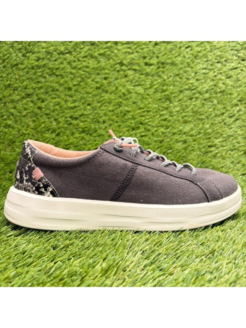 Hey Dude Karina Womens Size 7 Charcoal Gray Athletic Canvas Slip On Shoes